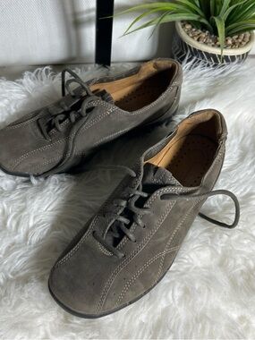 Clark structured Size 5.5 W Casual Lace-Up Comfort Shoes - green Gray